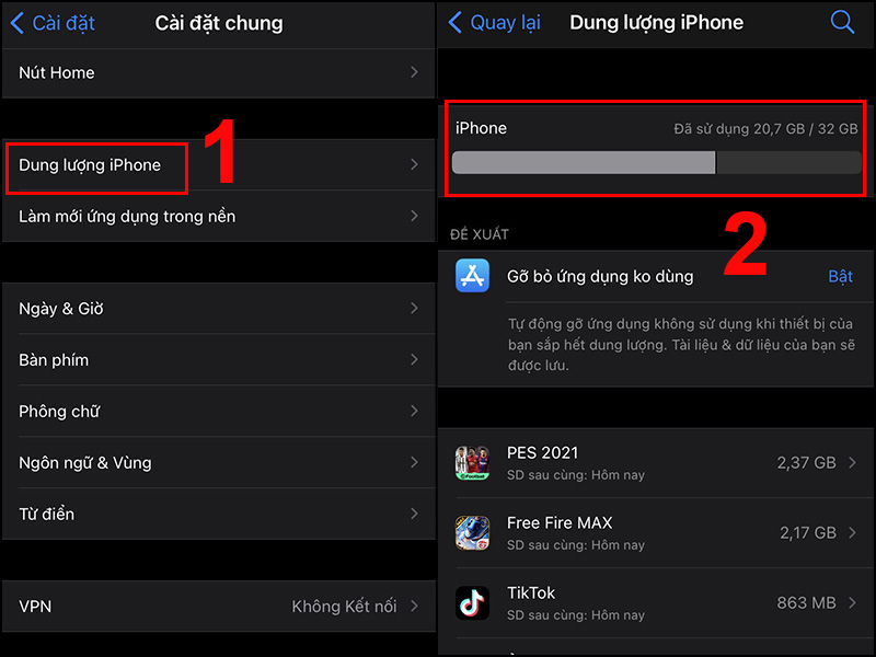 Kiểm tra dung lượng iPhone